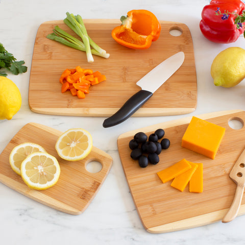 Totally Bamboo 3-Piece Two-Tone Bamboo Serving and Cutting Board Set